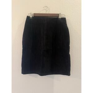 Brandon Thomas Vintage Black 100% Leather Suede Lined Mini Skirt Sz 9/10